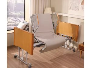Electric Rotating Bed for Elderly Care, Electric Hospital Bed for Home Medical Nursing, and Wooden Home Care Bed