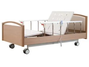 Multi-Functional Electric Home Care Nursing Bed (Three Functions + Solid Wood Accents)