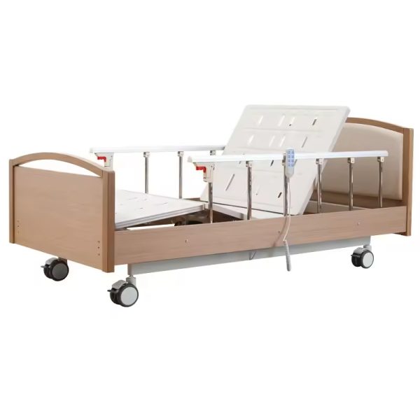 Multi-Functional Electric Home Care Nursing Bed (Three Functions + Solid Wood Accents)