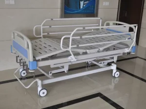 Topmedi Hospital Bed with Folding Steel Guardrails for Hospital Use