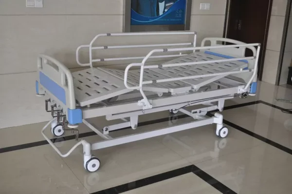 Topmedi Hospital Bed with Folding Steel Guardrails for Hospital Use